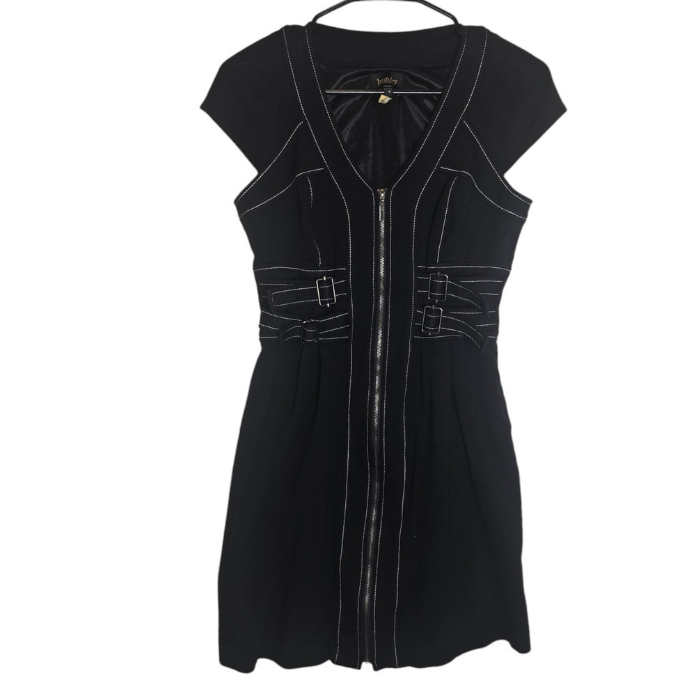 Laundry Black & White Utility Dress Front Zip Buckles Size 4